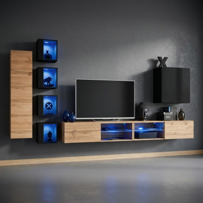Volledige design moderne woonwand wandplanken tv-standaard houten meubelen wandkast