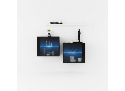Zwarte wandkast Compleet woonkamer wandrek Modern Ontwerper houten meubels