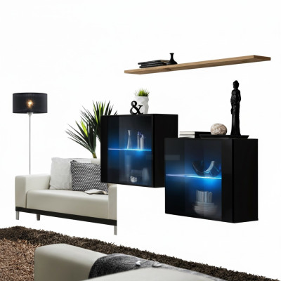 Designer meubels zwart luxe wandkast woonkamermeubilair wandplank
