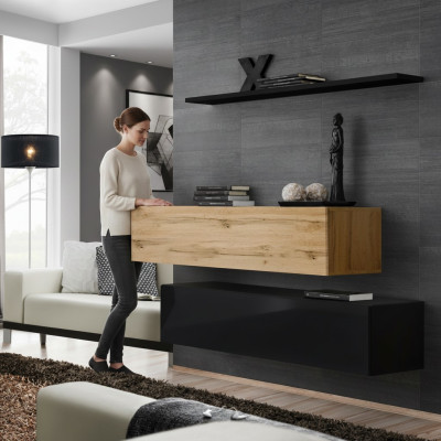 Woonkamer meubels Luxe muurunit 130 cm Designer set 3-delig wandkast.
