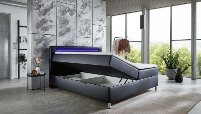 Boxspringbed Tweepersoonsbed Gestoffeerd meubilair Kunstleer Design Dubbel Luxe Ontwerp