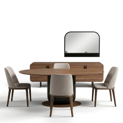 Eetkamer Complete Set Eettafel Stoelen Eetkamerset Eetgroep Houten Tafel 5-delig