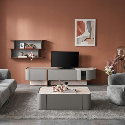 Woonkamer set hout interieur luxe woonkamer tv-standaard design wandplank