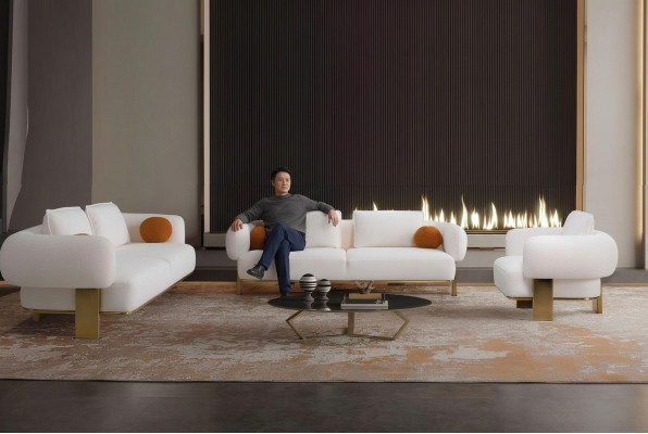 Sofaset 2x Driepersoons Zitkussenbankstel 3-delige Ontwerpbank Nieuwe Woonkamer