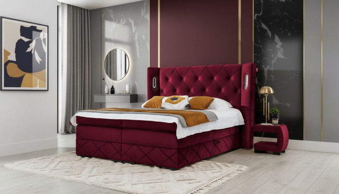 Ontwerp Slaapkamer Set 6-delig Compleet Bed Nachtkastje Hout Modern Bed met bekleding