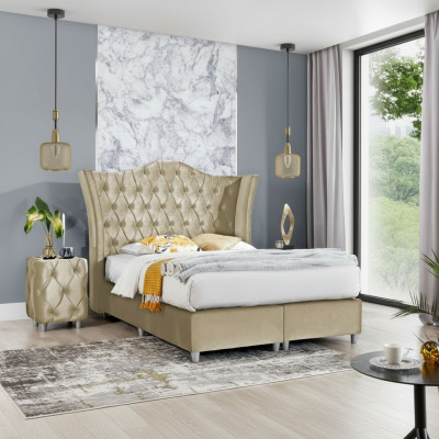 Luxe slaapkamer gestoffeerd bed 2x nachtkastjes bed 3-delige set design meubels