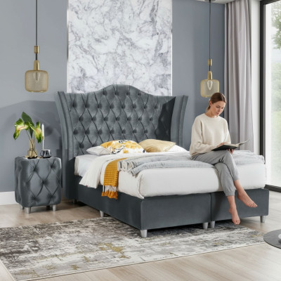 Ontwerpset slaapkamer Luxe bed 2x nachtkastje Hout Volledig nieuw