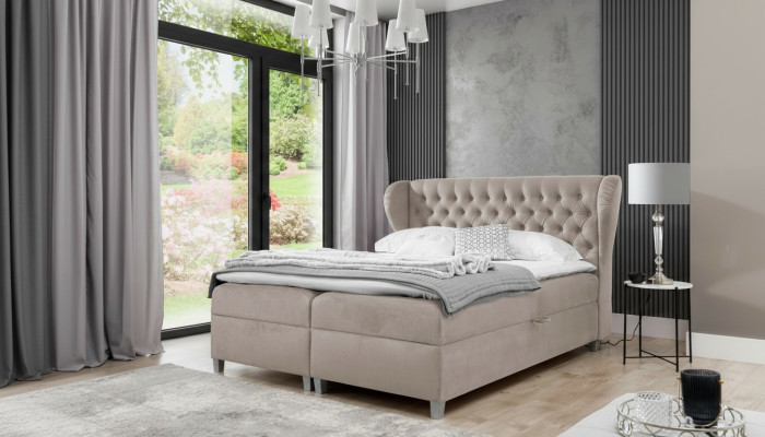 Luxe tweepersoonsbed Chesterfield slaapkamer inrichting gestoffeerd bed Modern meubilair