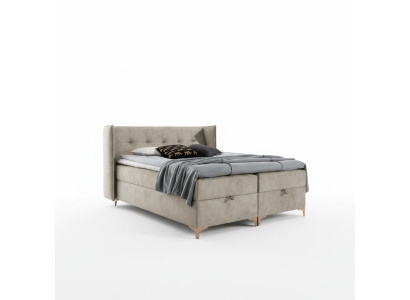 Inrichting slaapkamer gestoffeerd luxe boxspringbed dubbele design meubels.