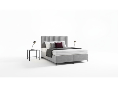 Boxspring slaapkamer bed luxe nieuw ontwerp modern hout inrichting textiel