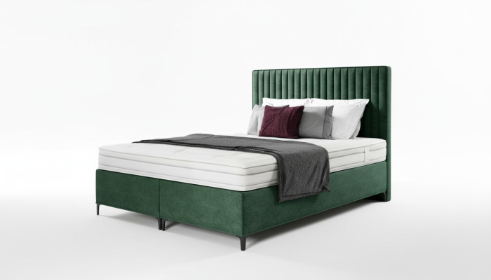 Luxe boxspringbed slaapkamer gestoffeerd bed inrichting textiel 160x200cm hout