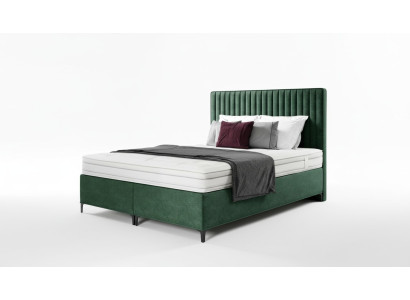 Luxe boxspringbed slaapkamer gestoffeerd bed inrichting textiel 160x200cm hout