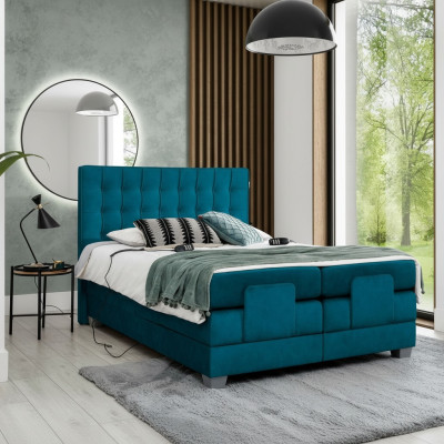 Slaapkamer Bed Gestoffeerd Bed Modern Blauw Tweepersoonsbed Ontwerp Textiel Luxe