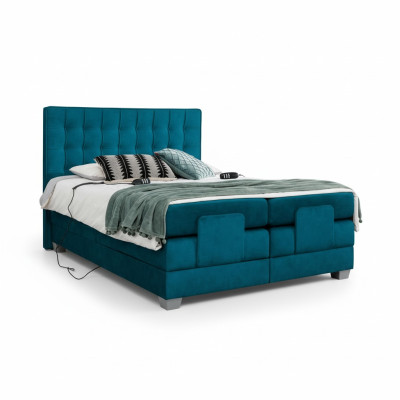 Slaapkamer Bed Gestoffeerd Bed Modern Blauw Tweepersoonsbed Ontwerp Textiel Luxe
