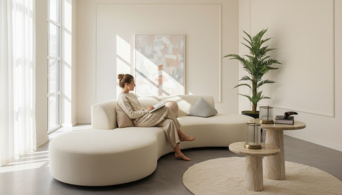 Ontwerp woonkamerset met vierzitsbank en 2 salontafels luxe meubels