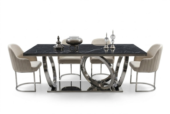 Moderne inrichtingsset Luxe meubels Eettafel Nieuw 4 stoelen Ontwerp dressoir