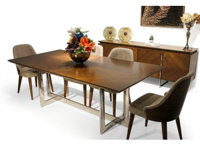 Volledige set eettafel luxe eetkamer design meubels dressoir 4 stoelen