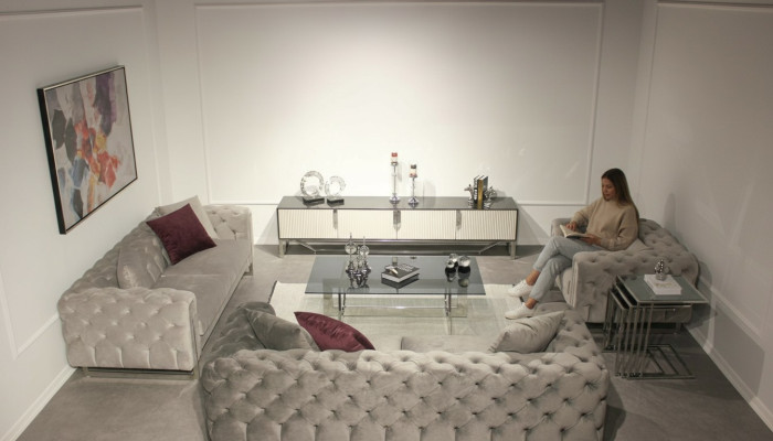 Woonkamer meubel set 6-delig bankstel 2x driezitter moderne tv-standaard