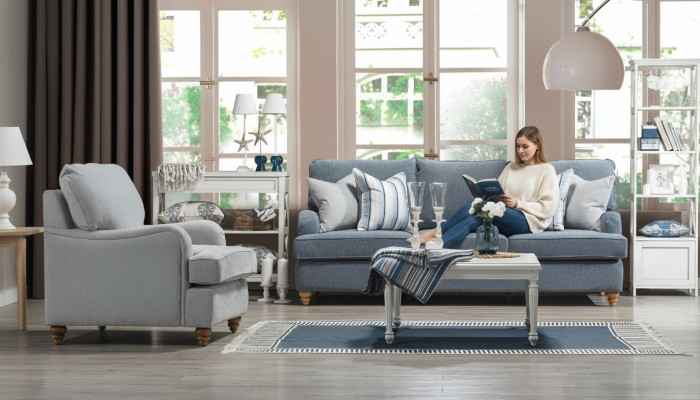 Sofaset 2-delig Woonkamer Inrichting Driepersoons Bank Luxe Fauteuil Nieuw