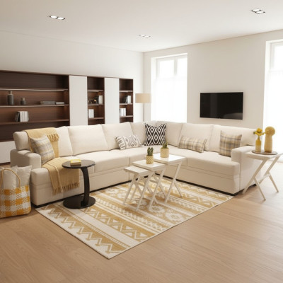 Hoekbank L-vormig Modern Bank Bank Woonkamer Bekleding Meubels Luxe