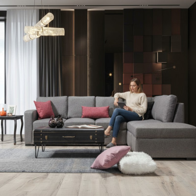 Woonkamer gestoffeerde meubels Luxe hoekbank L-vorm Modern design Bank Bank