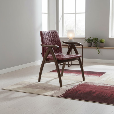 Moderne stoel met armleuningen lederen zitting ontwerp houten eetkamerstoelen.