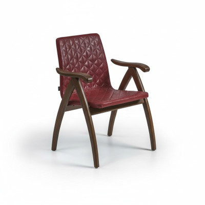 Moderne stoel met armleuningen lederen zitting ontwerp houten eetkamerstoelen.