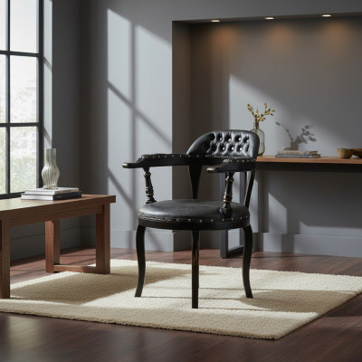 Luxe design gestoffeerde stoel gestoffeerde zitting eetkamer houten stoel met armleuningen