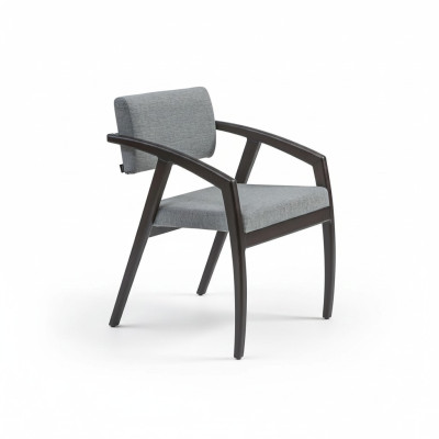 Stoel met armleuningen Gestoffeerde zitting Eetkamer Houten design Luxe stijl Nieuw