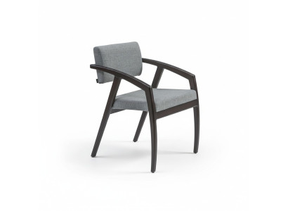 Stoel met armleuningen Gestoffeerde zitting Eetkamer Houten design Luxe stijl Nieuw