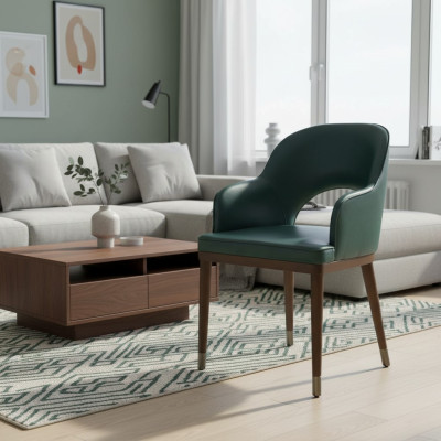 Luxe stoel met armleuningen, ontwerper eetkamer, nieuw, modern meubilair, gestoffeerde zitting
