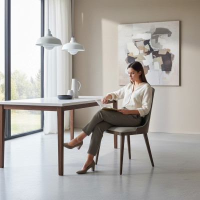 Luxe design gestoffeerde eetkamerstoel zit eetkamermeubilair hout nieuw