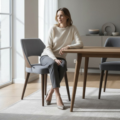 Eetkamerstoel Grijs Bekleding Stof Nieuw Luxe Zitstoel Inrichting Design