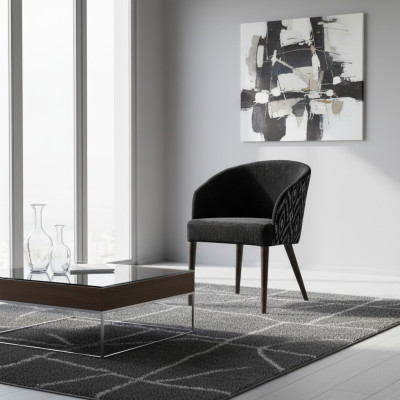 Stoel met armleuningen Ontwerper Luxe Eetkamer Gestoffeerde zitting Houten meubelen