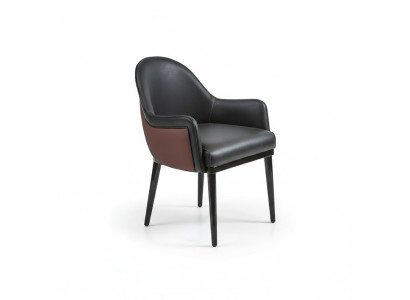 Zwarte stoel met armleuningen Modern eetkamer Luxe inrichting Gestoffeerde zitting