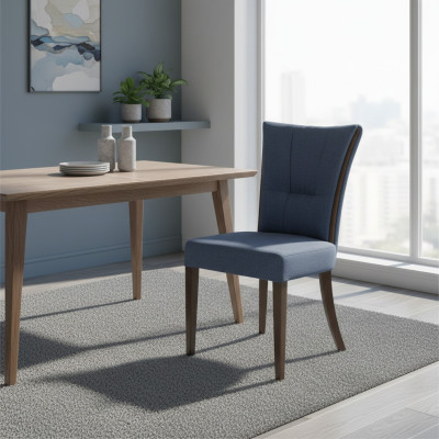 Moderne stoel blauw meubel ontwerper inrichting luxe eetkamer gestoffeerde zitting