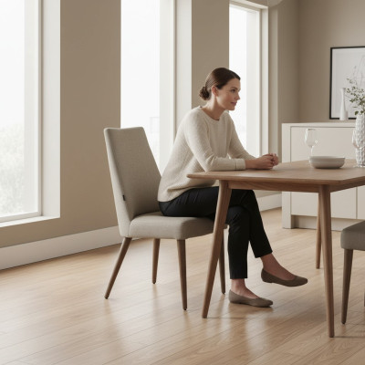 Houten stoel met stoffen zitting eetkamerstoel Nieuwe designer meubels Luxe stoelen