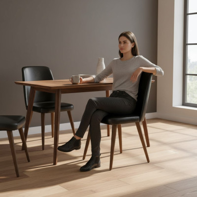 Luxe inrichting Nieuwe stoel bekleding Zwart meubels Ontwerpstoelestiek Eetkamer
