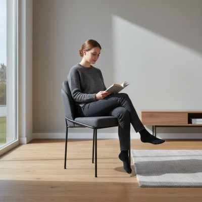 Luxe grijze eetkamerstoel bekledingstof meubels nieuw designstoelen