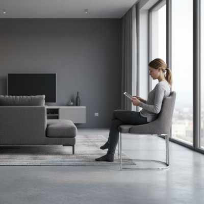 Moderne stoel Grijs Luxe Designer Meubels Eetkamerstoel Inrichting Beklede stoel