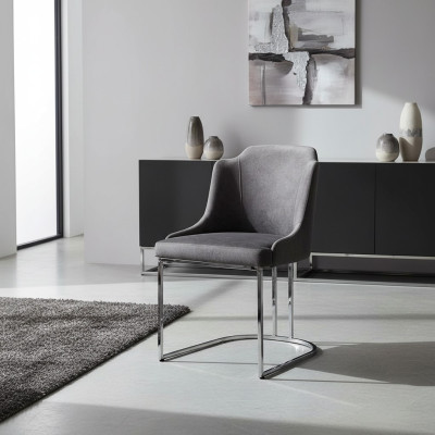 Moderne stoel Grijs Luxe Designer Meubels Eetkamerstoel Inrichting Beklede stoel
