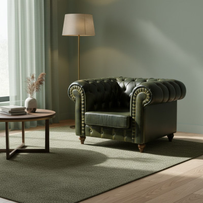 Chesterfield fauteuil Groen Modern Design Zitplaats Nieuwe Inrichting Woonkamer  Chesterfield fauteuil Groen Modern Design Zitplaats Nieuwe Inrichting Woonkamer