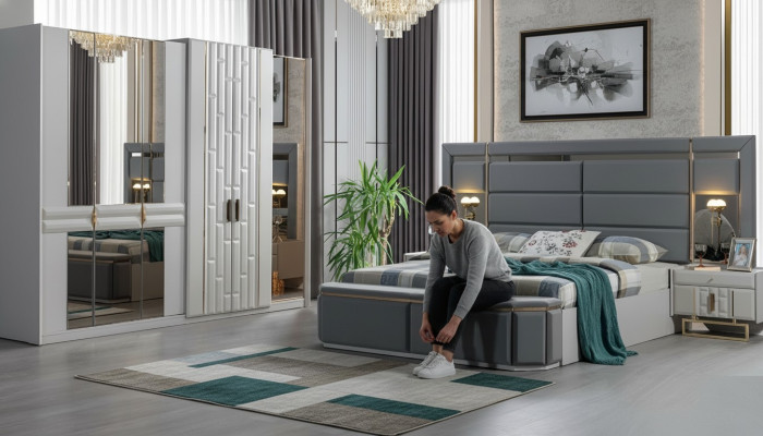 Compleet slaapkamer meubelset Bed 2x Nachtkastje Kledingkast Nieuw