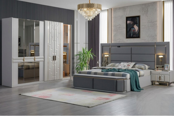 Compleet slaapkamer meubelset Bed 2x Nachtkastje Kledingkast Nieuw