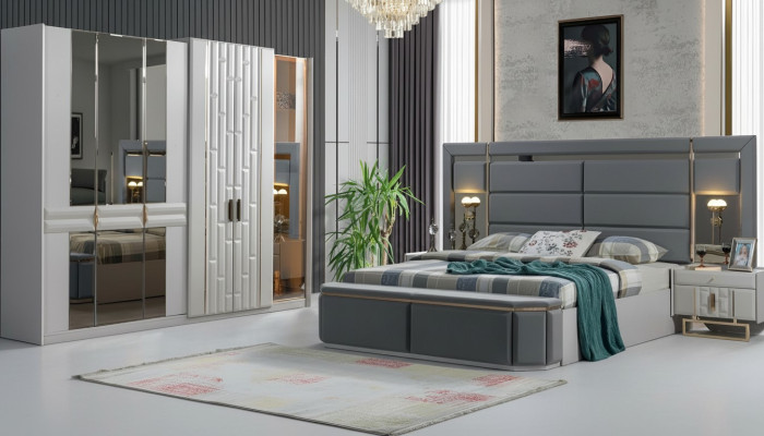Compleet slaapkamer meubelset Bed 2x Nachtkastje Kledingkast Nieuw