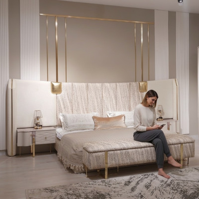 Bed 2x Nachtkastjes Slaapkamer Compleet Luxe Inrichting Nieuwe Meubels