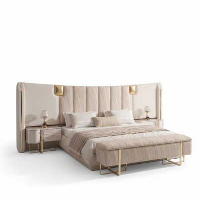 Bed 2x Nachtkastjes Slaapkamer Compleet Luxe Inrichting Nieuwe Meubels
