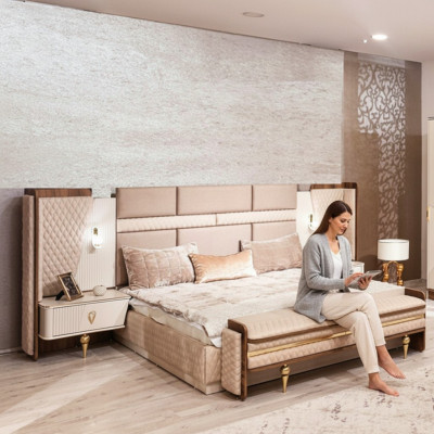Slaapkamer set Luxe ontwerp Bed 2x nachtkastjes Modern inrichting