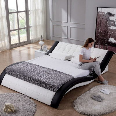 Ontwerp bed Grote bedden Leer Hotel Beklede 180x200 Multifunctionele plank.