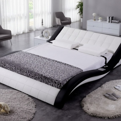 Ontwerp bed Grote bedden Leer Hotel Beklede 180x200 Multifunctionele plank.
